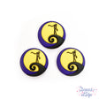 three piece loop back button set featuring the hill scene from disneys nightmare before christmas move