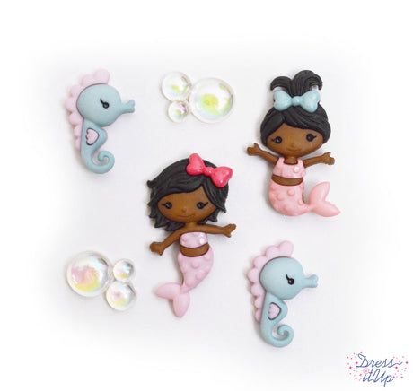 Tiny mermaids, seahorses and bubbles add a touch to your ocean themed projects and children's crafts