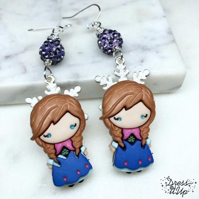 2 button earrings with Anna from Disney's frozen