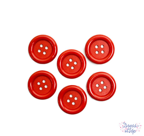 Large 4-hole red buttons are great for sewing and crafting projects