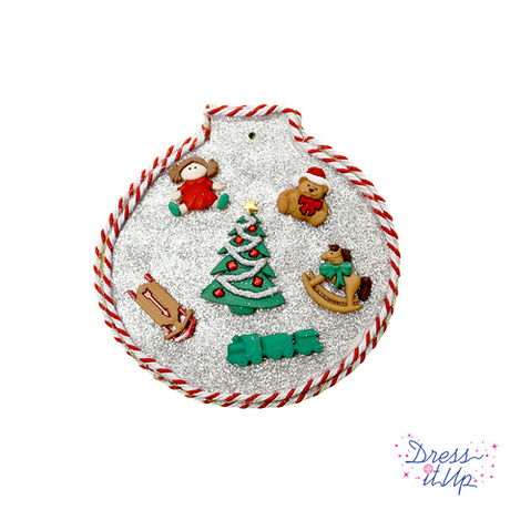 Ornament featuring Christmas tree single and other holiday embellishments