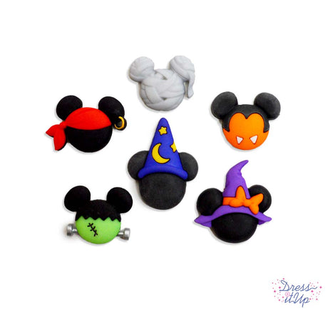 Disney Mickey and Minnie Mouse heads all dressed up for Halloween crafting