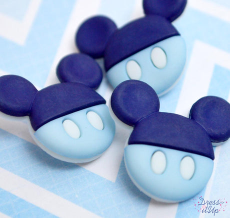 Baby Mickey Mouse heads in blue are perfect for baby shower and nursery projects
