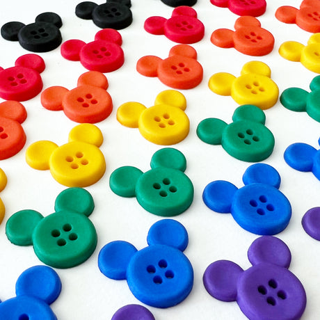Multi color 4-hole sew-thru buttons in classic Mickey Mouse heads