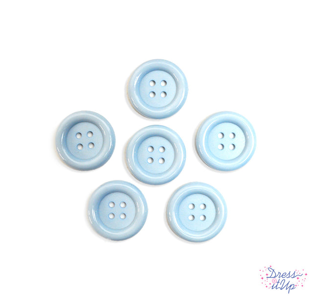 Large round 4-hole sewing buttons in light blue perfect for sewing and crafts