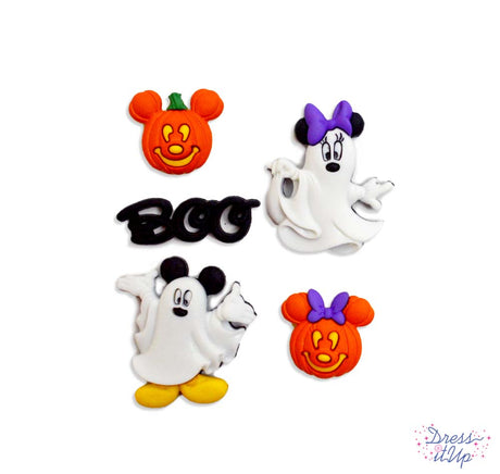 Disney's Mickey and Minnie Mouse dressed as ghosts are ready for your Halloween crafts