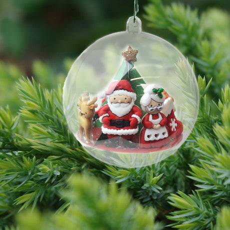 Santa, Mrs. Claus and a reindeer are featured in this holiday ornament project