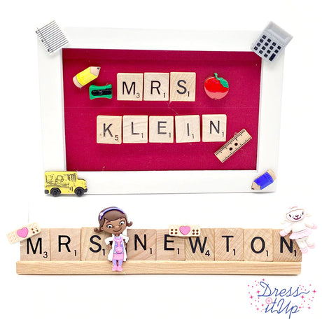 Fun classroom projects adorned with Doc Mcstuffins and Pencil Box buttons