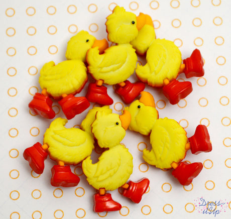 Bright yellow ducks in rainboots add to create fun spring and rainy day projects
