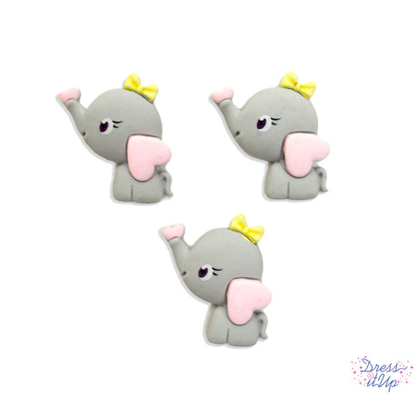 Sweet baby elephants are perfect to add to baby shower crafts and nursery decor, flat-back