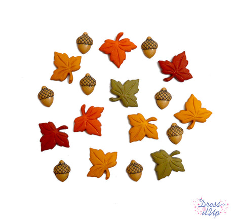 Acorns and leaves in autumn colors are perfect for seasonal crafts