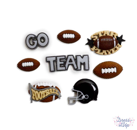 Show team spirit with these football themed buttons