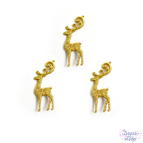 Gold glittery reindeer add an elegant touch to your winter and holiday projects