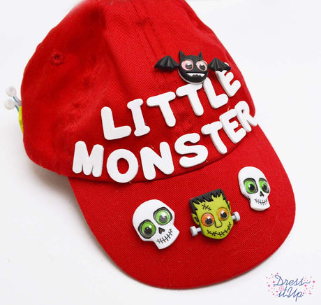 Hat project embellished with Jeepers Peepers buttons