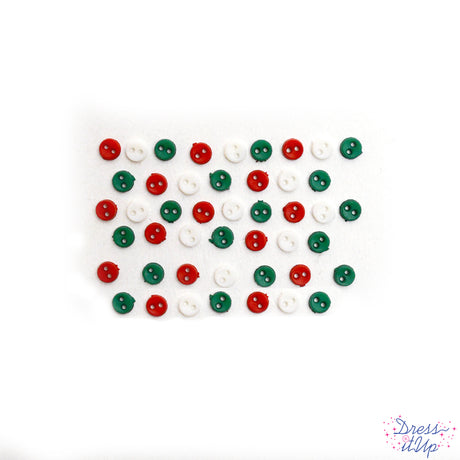 Mini round 2-hole buttons in Christmas colors