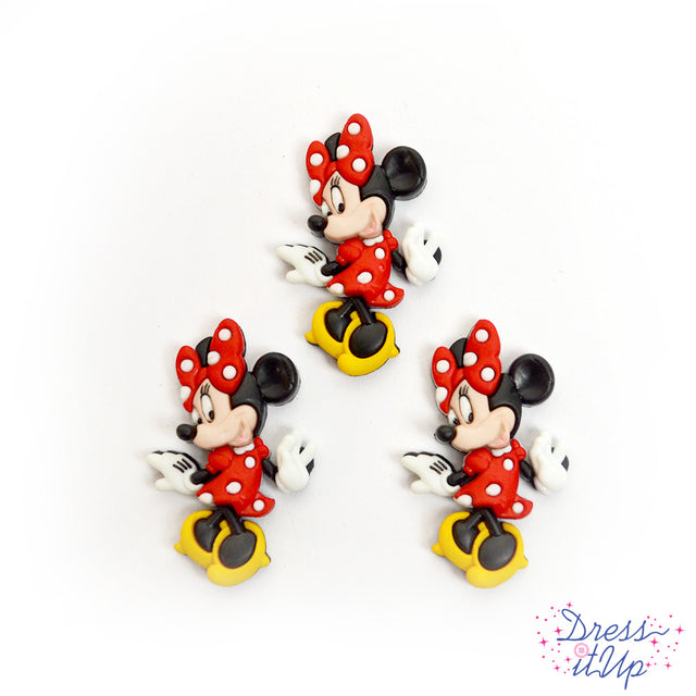 three piece disney button girly minnie mouse style embellishment for crafting