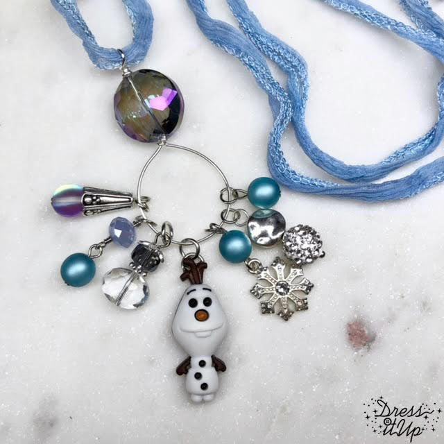 Charm necklace project featuring Olaf from the Disney movie Frozen