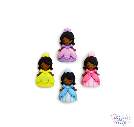 Four adorable Princesses are dressed and ready to add to children's projects