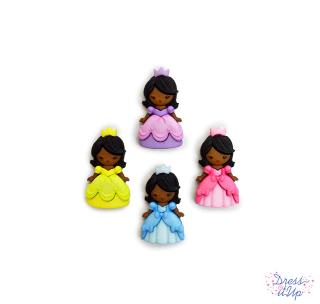 Four adorable Princesses are dressed and ready to add to children's projects