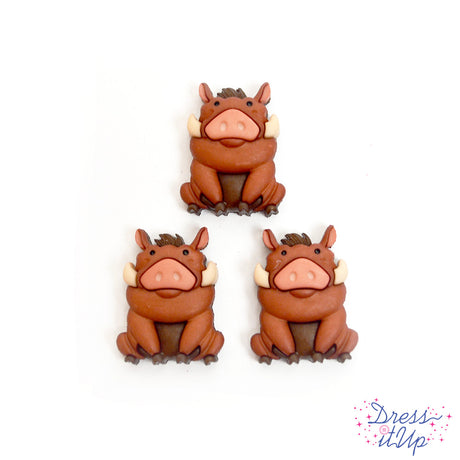 three piece lion king pumba character craft button for sewing or home decor crafts