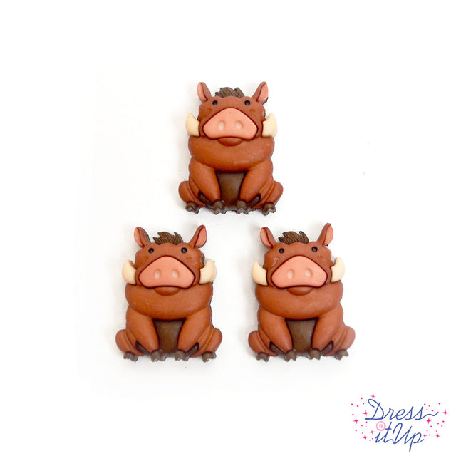 three piece lion king pumba character craft button for sewing or home decor crafts