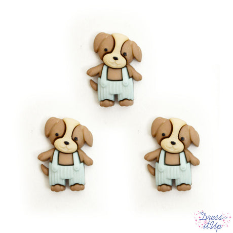Puppies in baby blue overalls add to children and nursery crafts