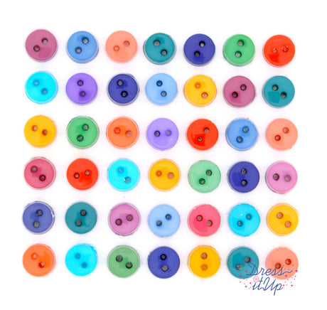 Round 2-hole sew-thru buttons in gemstone colors for sewing and crafting