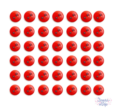 Round 2-hole sew-thru buttons in red for sewing and crafting