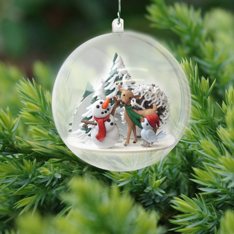 A Snow Deer button is featured in this winter holiday ornament