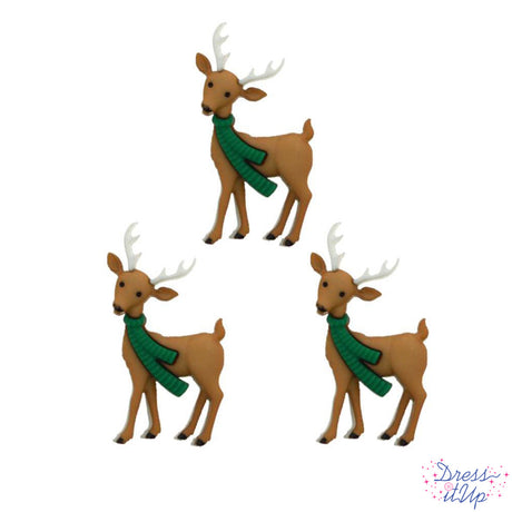 Cute deer in green scarves add to animal, outdoor and winter crafts