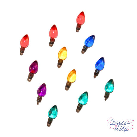 A pack of faux christmas light embellishment charms with loop for easy application for christmas crafting.