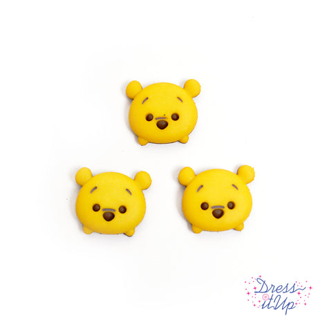 three piece set of tsum tsum disney pooh bear buttons for crafts