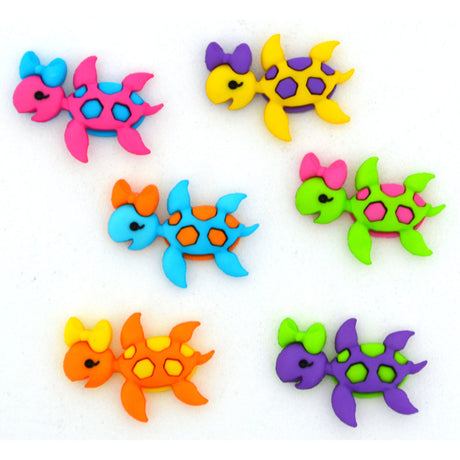 Six bright color sea turtle craft buttons for summer crafts