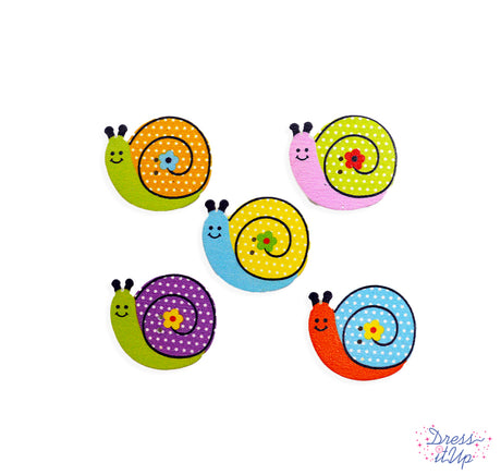 Colorful wood snails add cuteness to garden and outdoor themed crafts